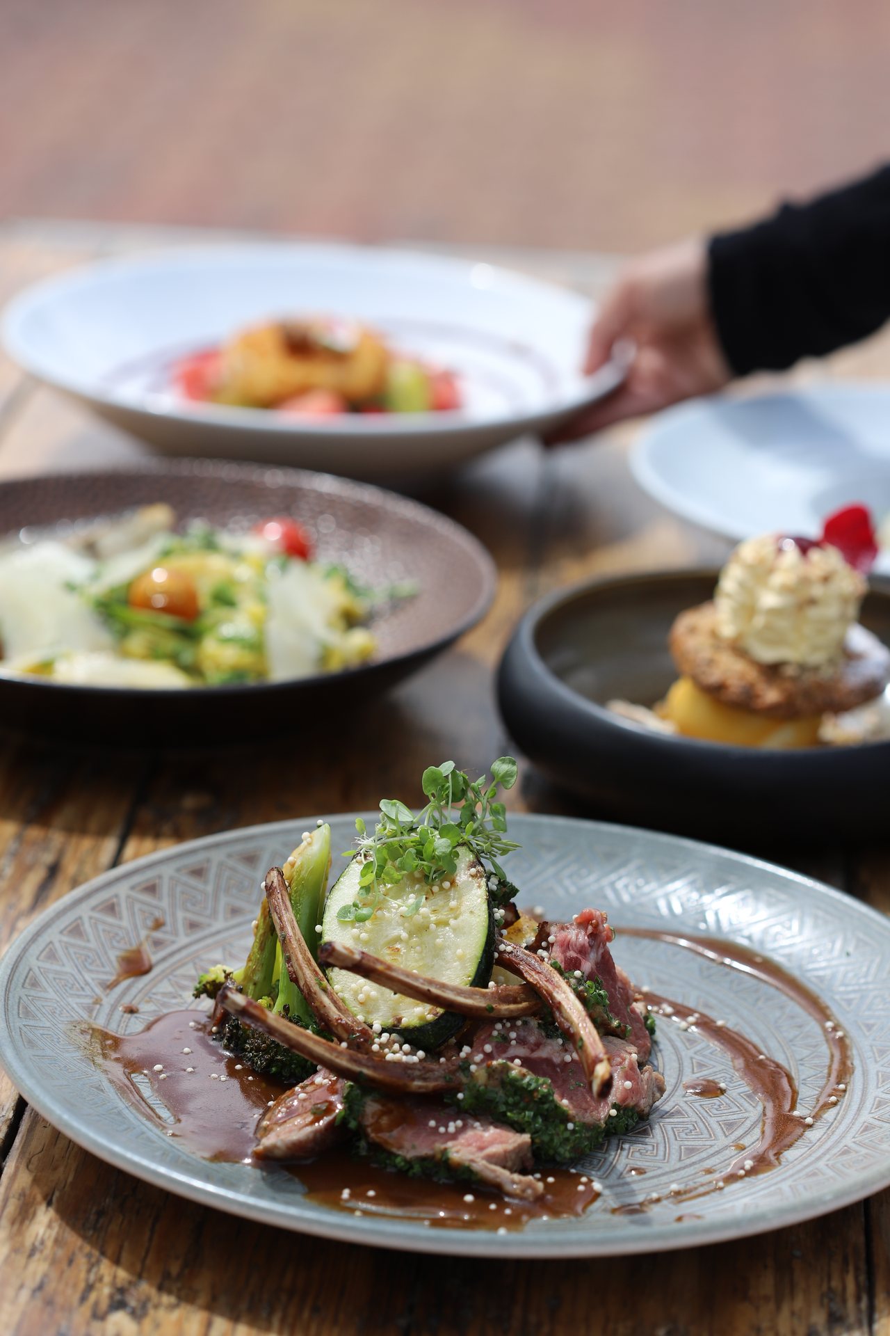 Dishes from the menu served at the table