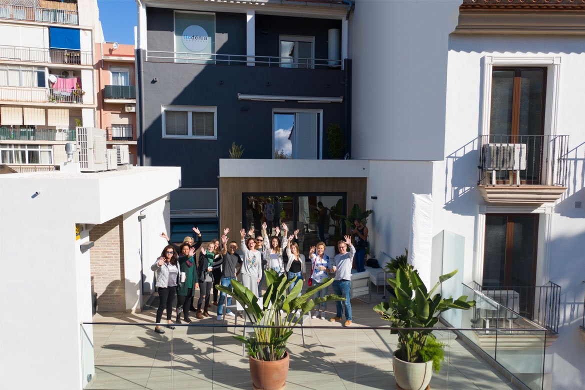 Students on the school terrace