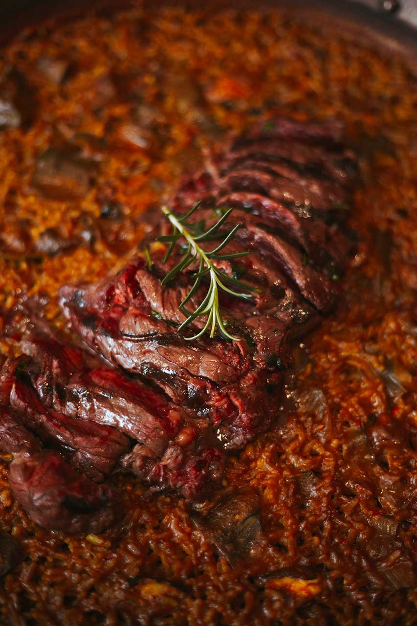 Рис с мясом на гриле