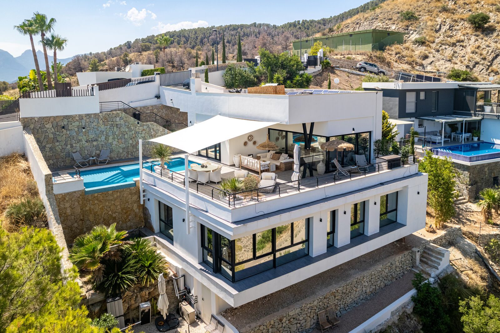 Modern villa with sea and mountain views