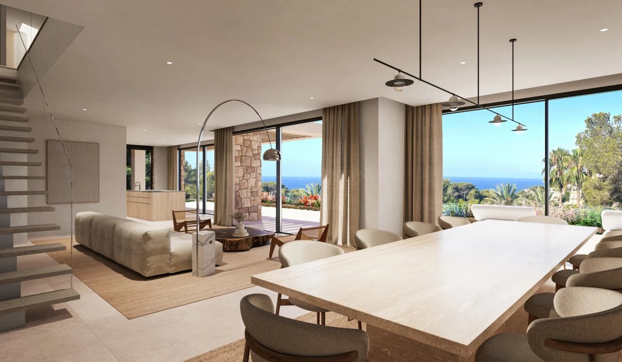 Villa Laurel: open-plan living and dining room