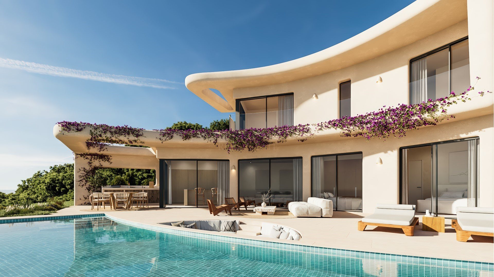 Villa Sirocco, a villa of flowing curves with an infinity pool in Monte Olimpo, Jávea (project rendering)