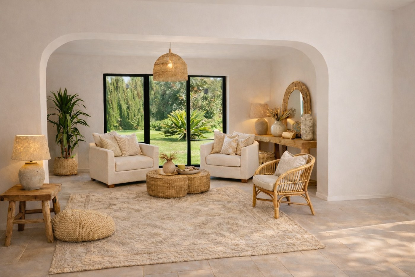 Casa Bernat: living room with niches and built-in furniture